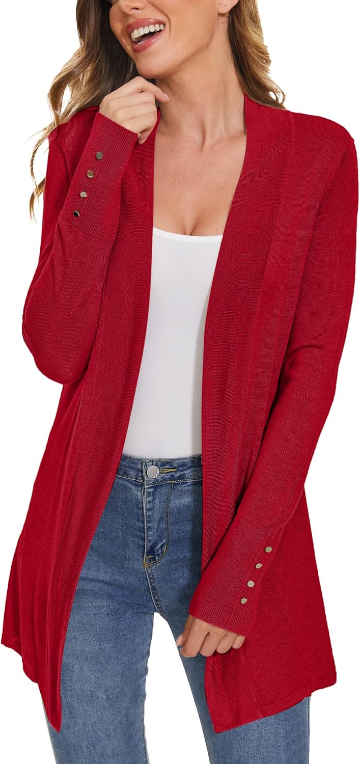 Stylish Long Sleeve Open Front Knit Cardigan for Women