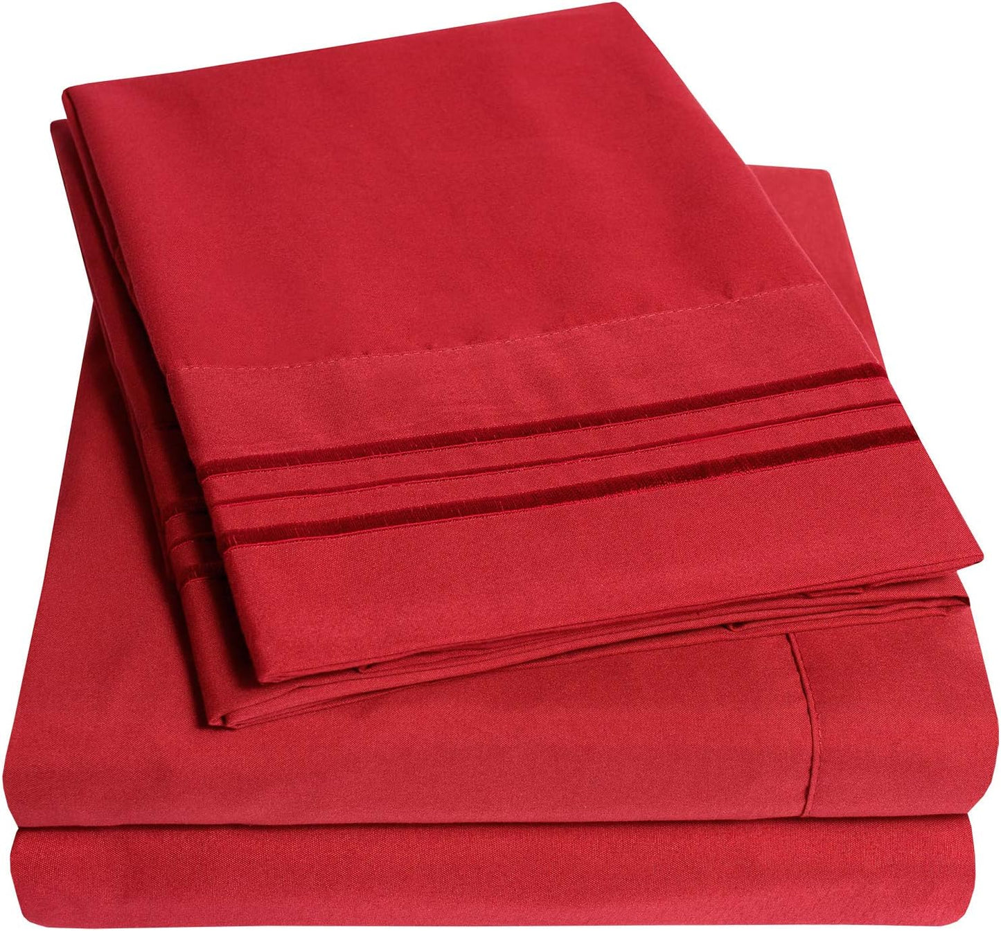 1500 Supreme Collection King Sheet Sets Red - Luxury Soft Sheets
