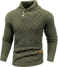 Mens Pullover Shawl Collar Turtleneck Cable Knit Sweater - Cozy make