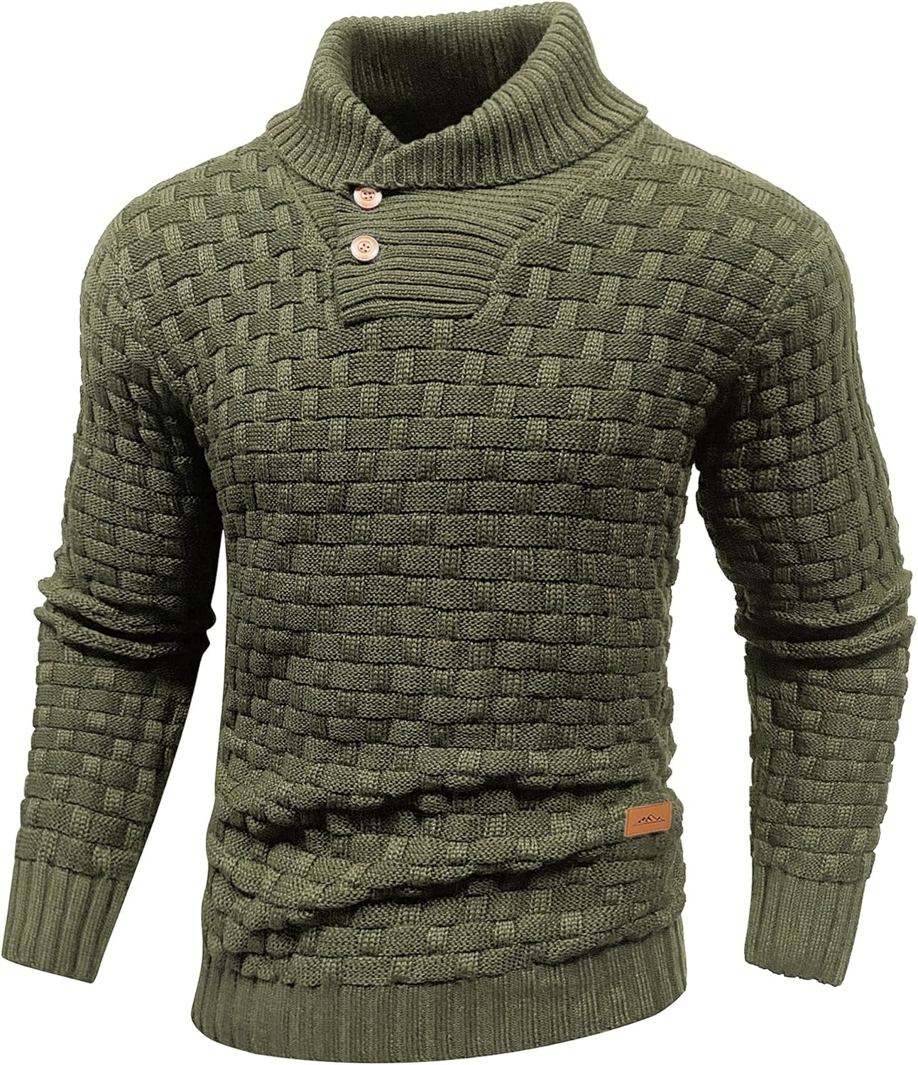 Mens Pullover Shawl Collar Long Sleeve Turtleneck Sweater