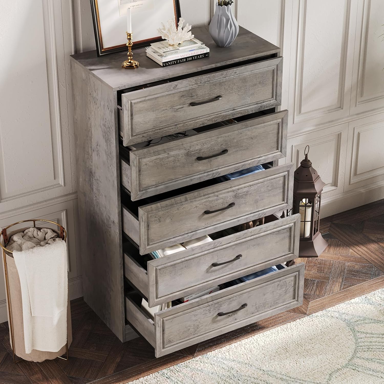 5 Drawer Tall Dresser Organizer for Bedroom and Living Room