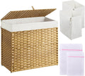 Greenstell Laundry Hamper with Lid 125L - Handwoven, Foldable Storage