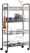 JANE EYRE Rolling Utility Storage Rack Cart on Wheels - 4 Tier