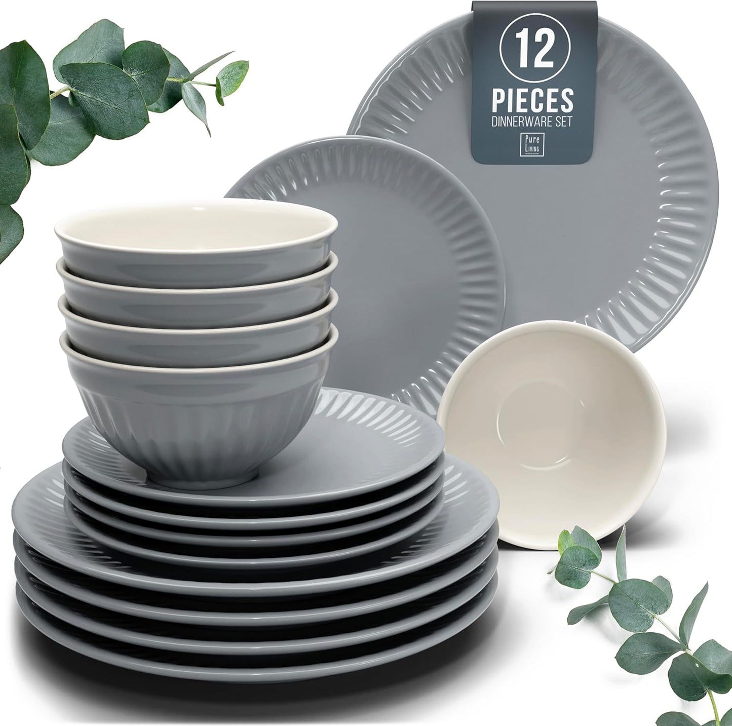 Stoneware Dinnerware Set for 4 People - Elegant Scandi Design
