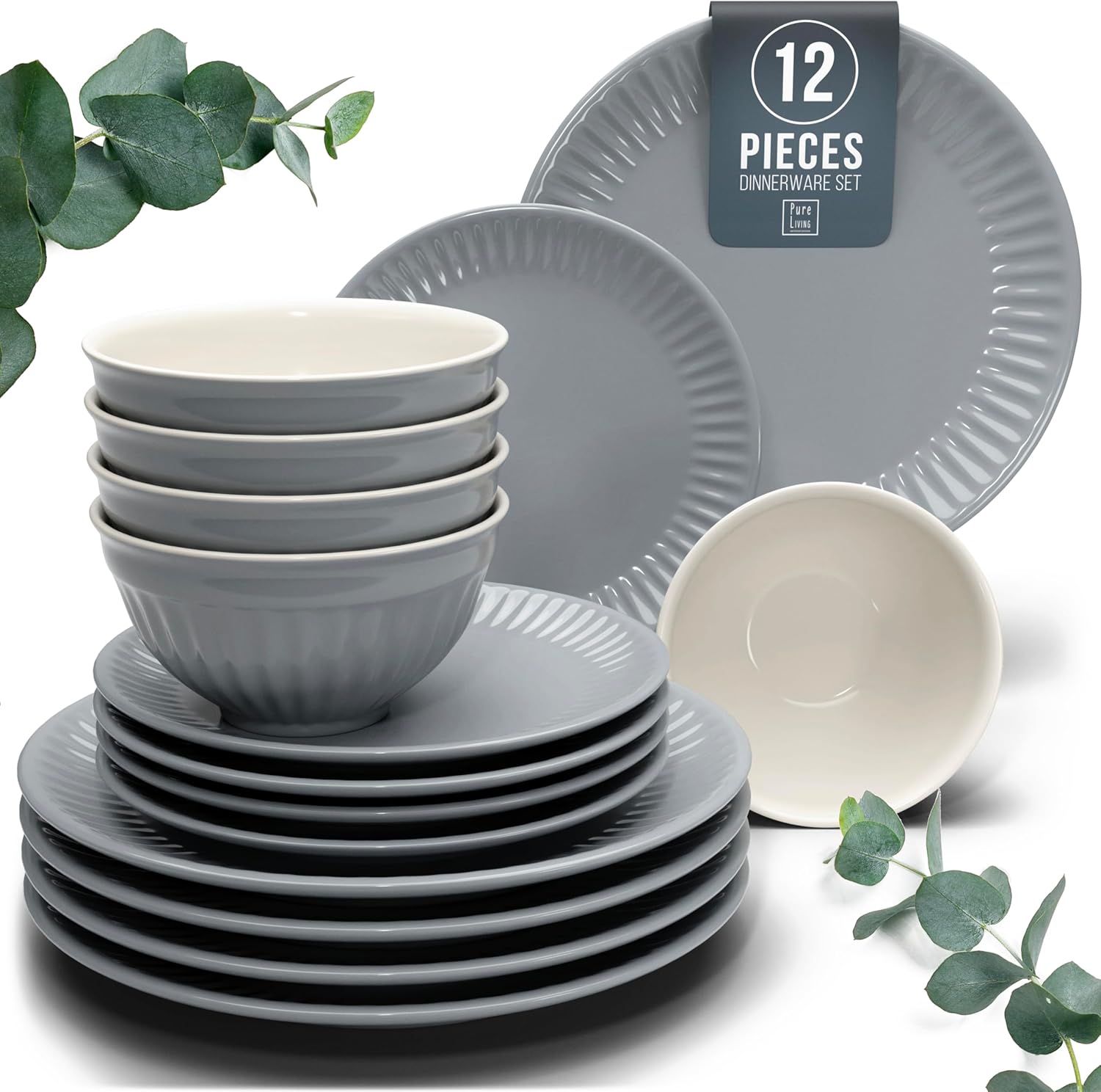 Stoneware Dinnerware Set for 4 People - Elegant Scandi Design