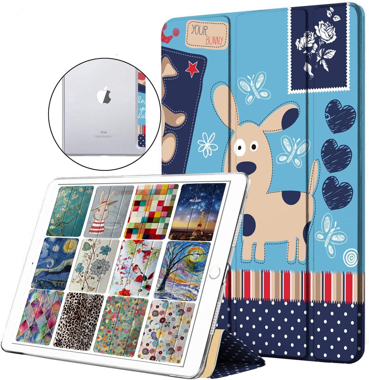 DuraSafe iPad Mini 4 Case with Cartoon Dog Print - Slim & Durable