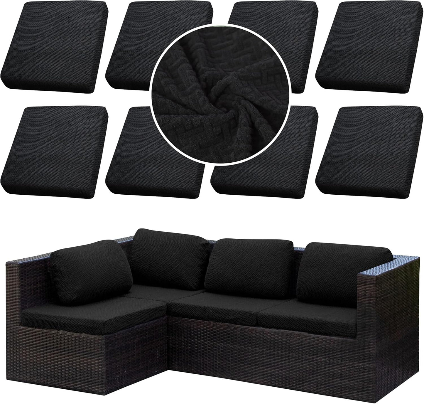 8Pcs Stretch Patio Cushion Cover for Outdoor Furniture Protection