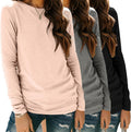 Long Sleeve Shirts for Women 3 Pack - Soft Crewneck Basic Tees