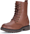 Vepose Women's Combat Ankle Black Flat Boots - Inner Zipper