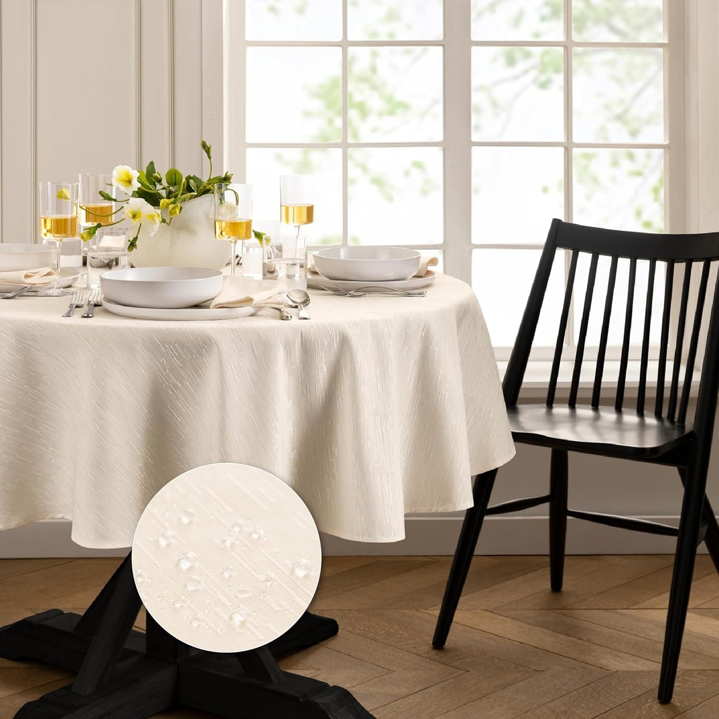 Continental Solid Texture Tablecloth: Water, Stain & Wrinkle Resistant