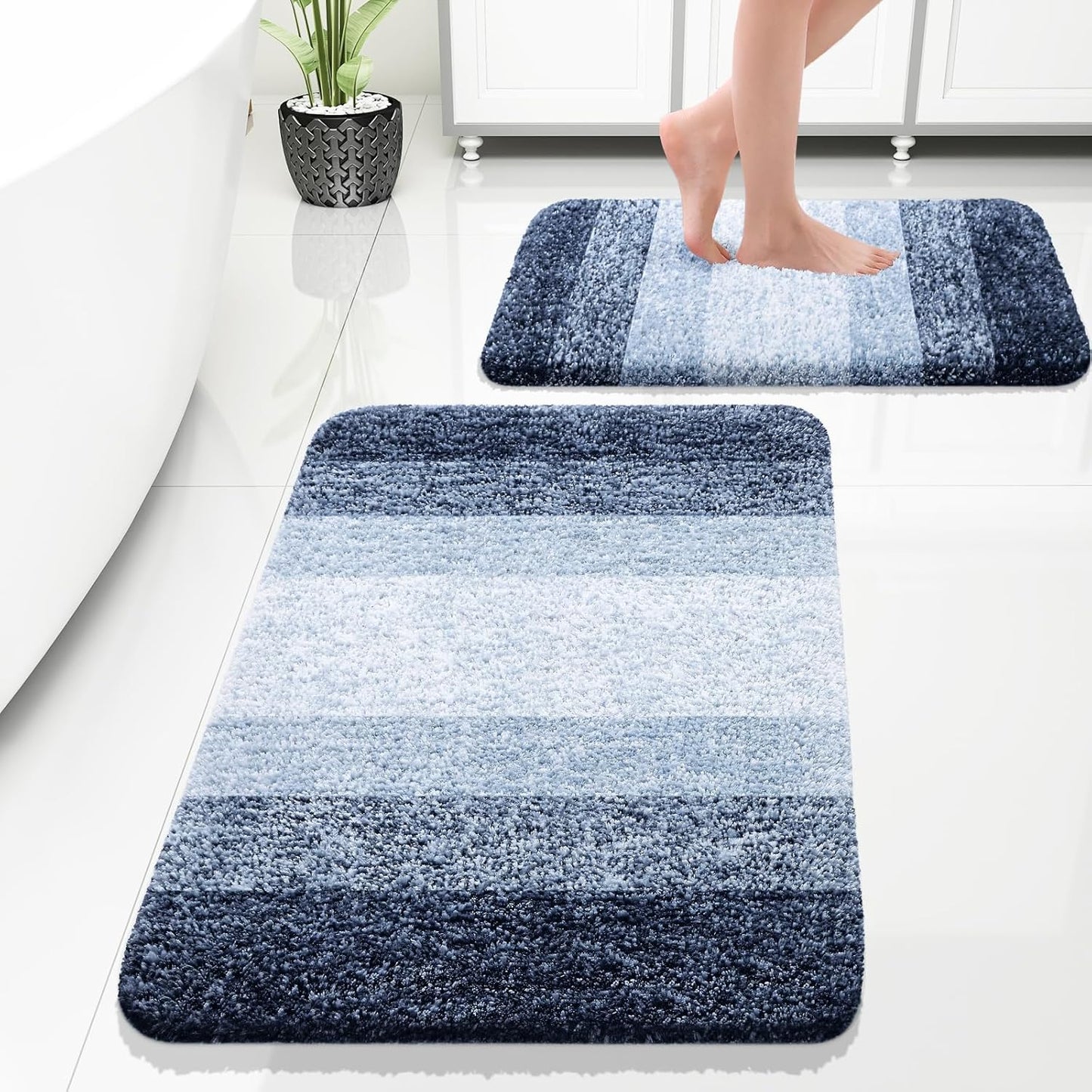 OLANLY Bathroom Rug Set - Soft Absorbent Microfiber Mats