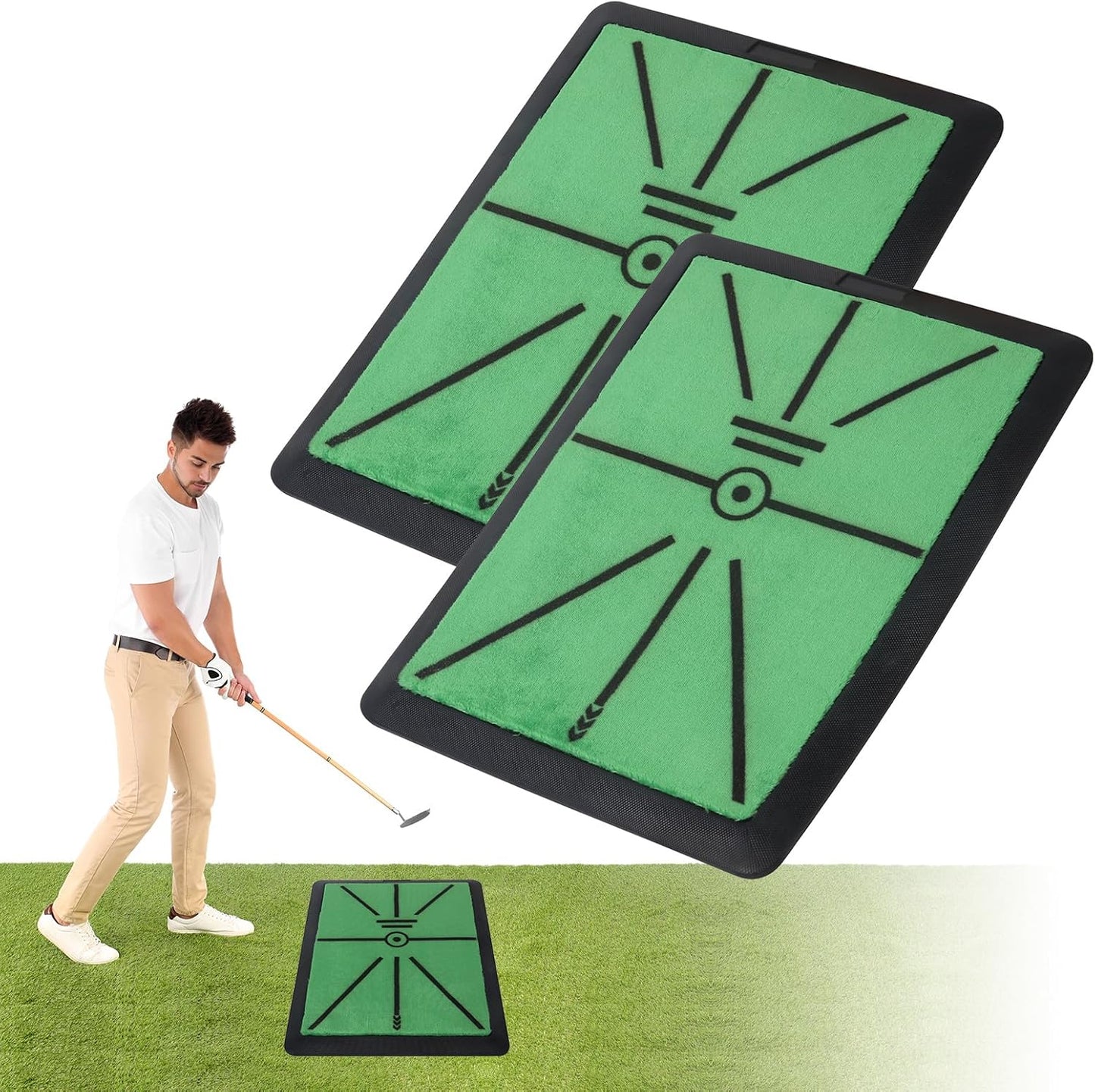 Improve Swing Path: 2 Pack Golf Mats for Precise Training