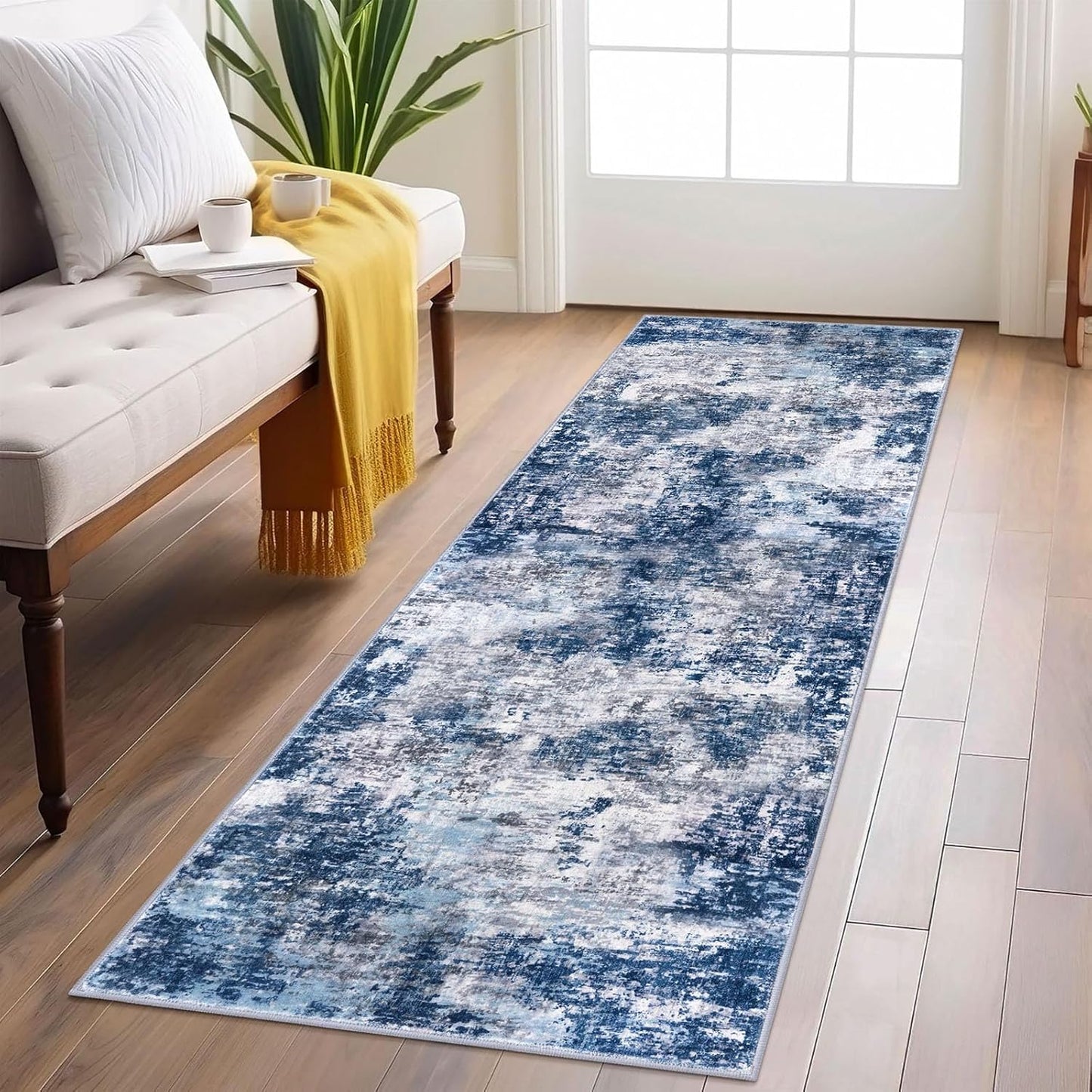Modern Abstract Runner Rug 2x6 for Kitchen and Hallway Decor