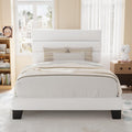 Twin Size Velvet Upholstered Platform Bed Frame in White - Sturdy
