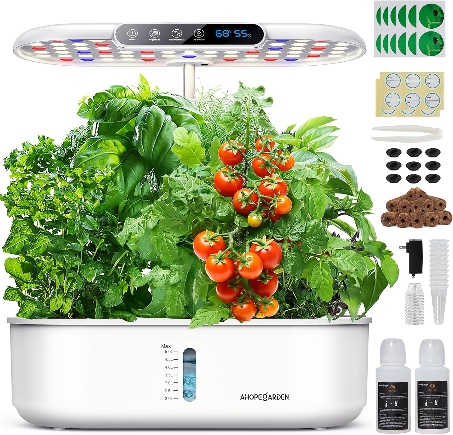 Hydroponics Growing System with LED Light & Smart Timer