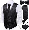Men's Paisley Waistcoat 7PCS Formal Vest Set - Silk Look