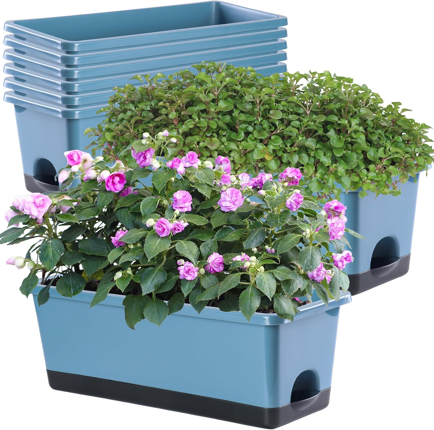 Self Watering Window Box Planter Set of 8 for Indoor Outdoor Use