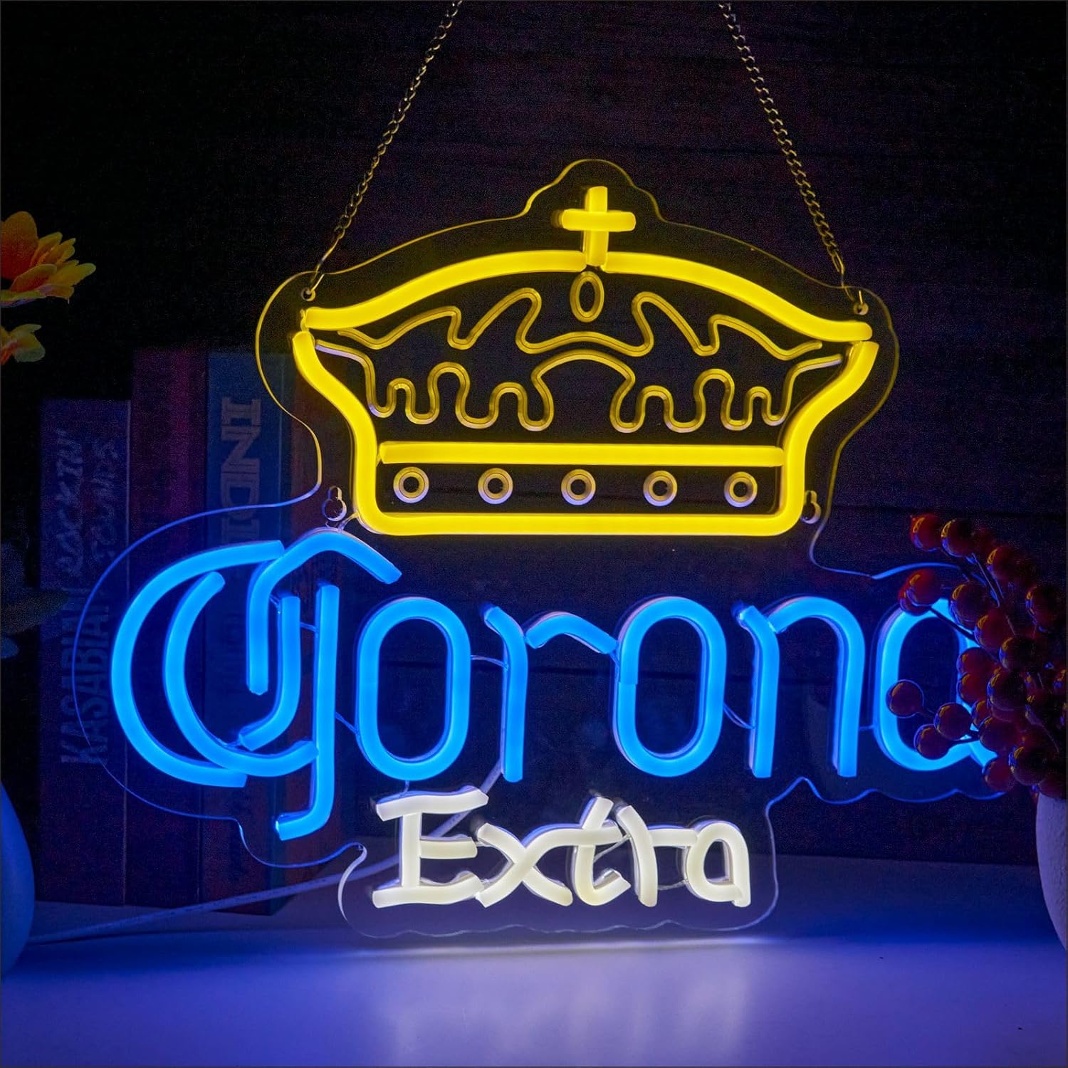 Crown Beer Neon Sign for Bar Decor - Dimmable LED Light Up