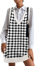 Oversized V Neck Sweater Vest for Women with Pockets