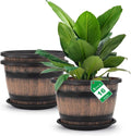 Large Plastic Whiskey Barrel Plant Pots 16 in 3-Pack - Retro Barrel