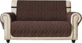 Loveseat Slipcover Chocolate Quilted Water-Resistant Cover - Stay in