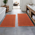 MIULEE Fall Orange Waffle Bath Runner Set of 2 - Absorbent Non-Slip