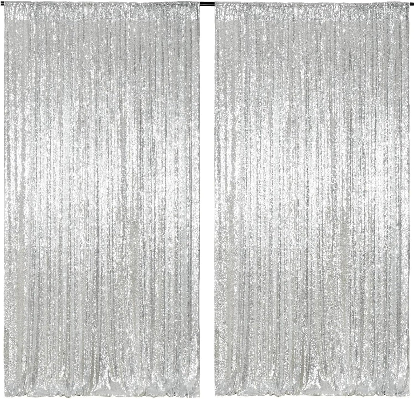 Stunning Silver Sequin Backdrop Curtain for Events and Parties