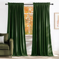 NICETOWN Green Velvet Curtains 84 in - Olive Green Blackout Panels