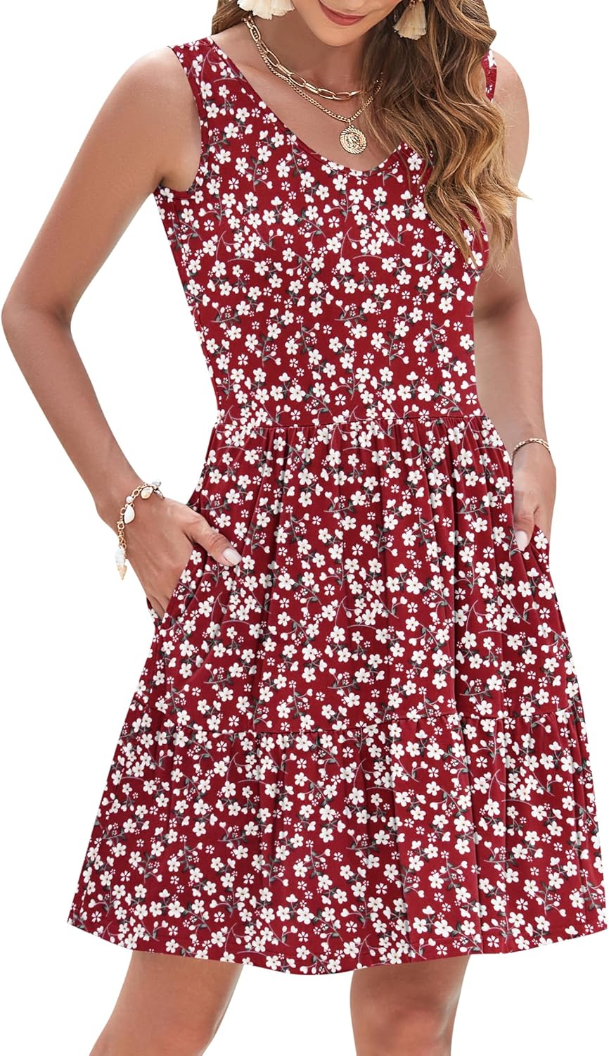 AUSELILY Womens Summer Dresses Casual Sleeveless Sundress