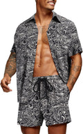 Men's Hawaiian Matching Set Beach 2-Piece Outfits - Floral Vacation