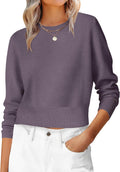 Womens Cropped Crew Neck Sweater - Lightweight Fall Pullover