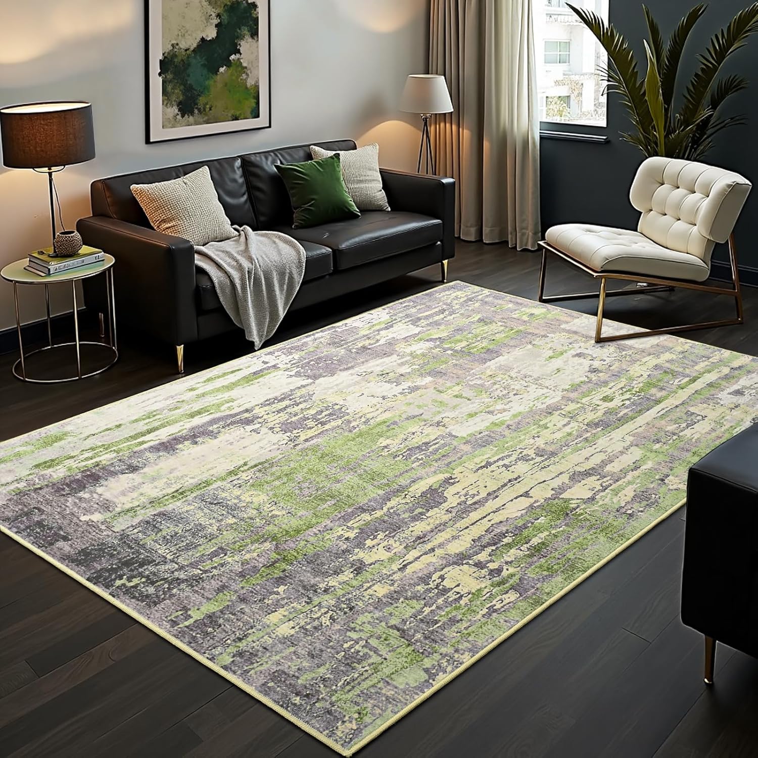 Toneed Abstract Area Rug - Soft Washable Non Slip Design 8x10