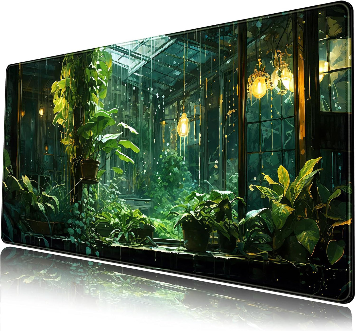 Cozy Rainy Day Greenhouse Desk Pad - XXL Size