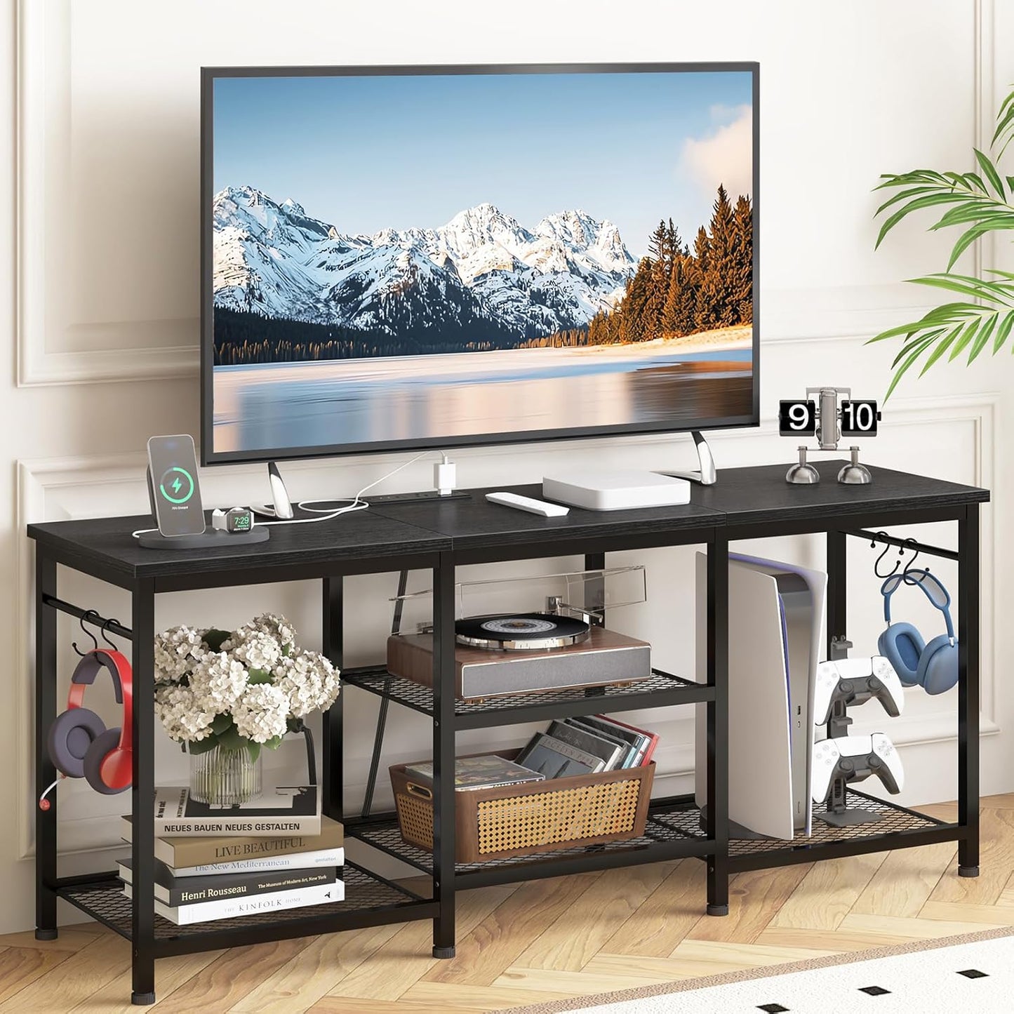 YGEOMER Entertainment Center for 55 Inch TVs with Power Outlet