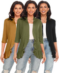 Argstar Women's 3/4 Sleeve Cardigan - Lightweight Draped Layering