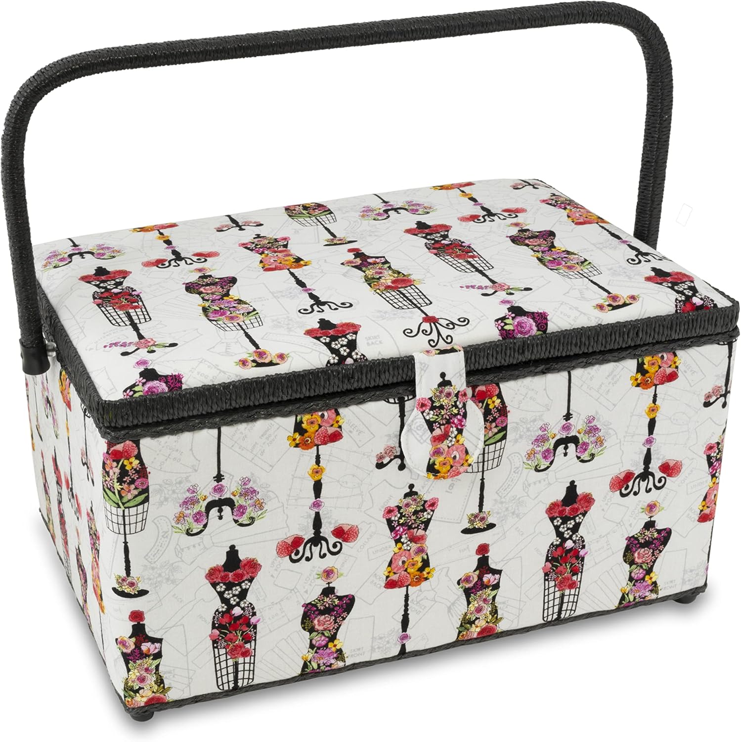Dritz XL Sewing Basket with Removable Tray and Pincushion
