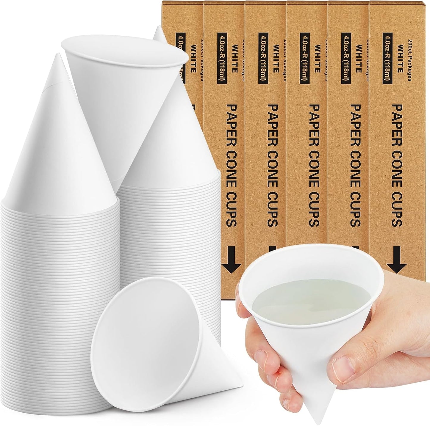 Roshtia 1200 Pcs Paper Cone Cups for Shaved Ice and Slushies