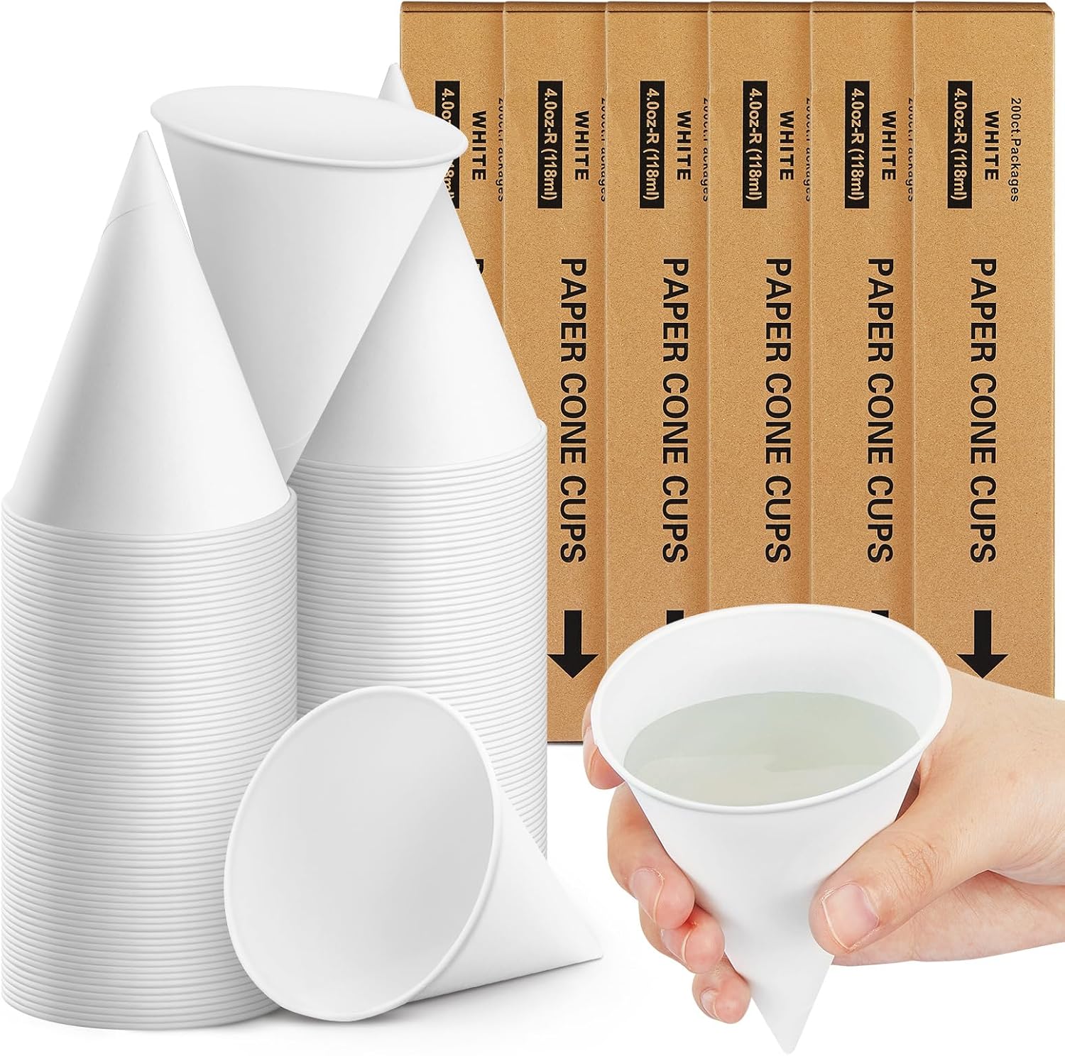Roshtia 1200 Pcs Paper Cone Cups for Shaved Ice and Slushies