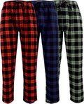Men's 3 Pack Cotton Brushed Flannel Fleece Pajama Lounge Pants - 3