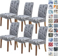 Lotus Gray Dining Chair Covers 6 Pack - Stretch, Washable Slipcovers