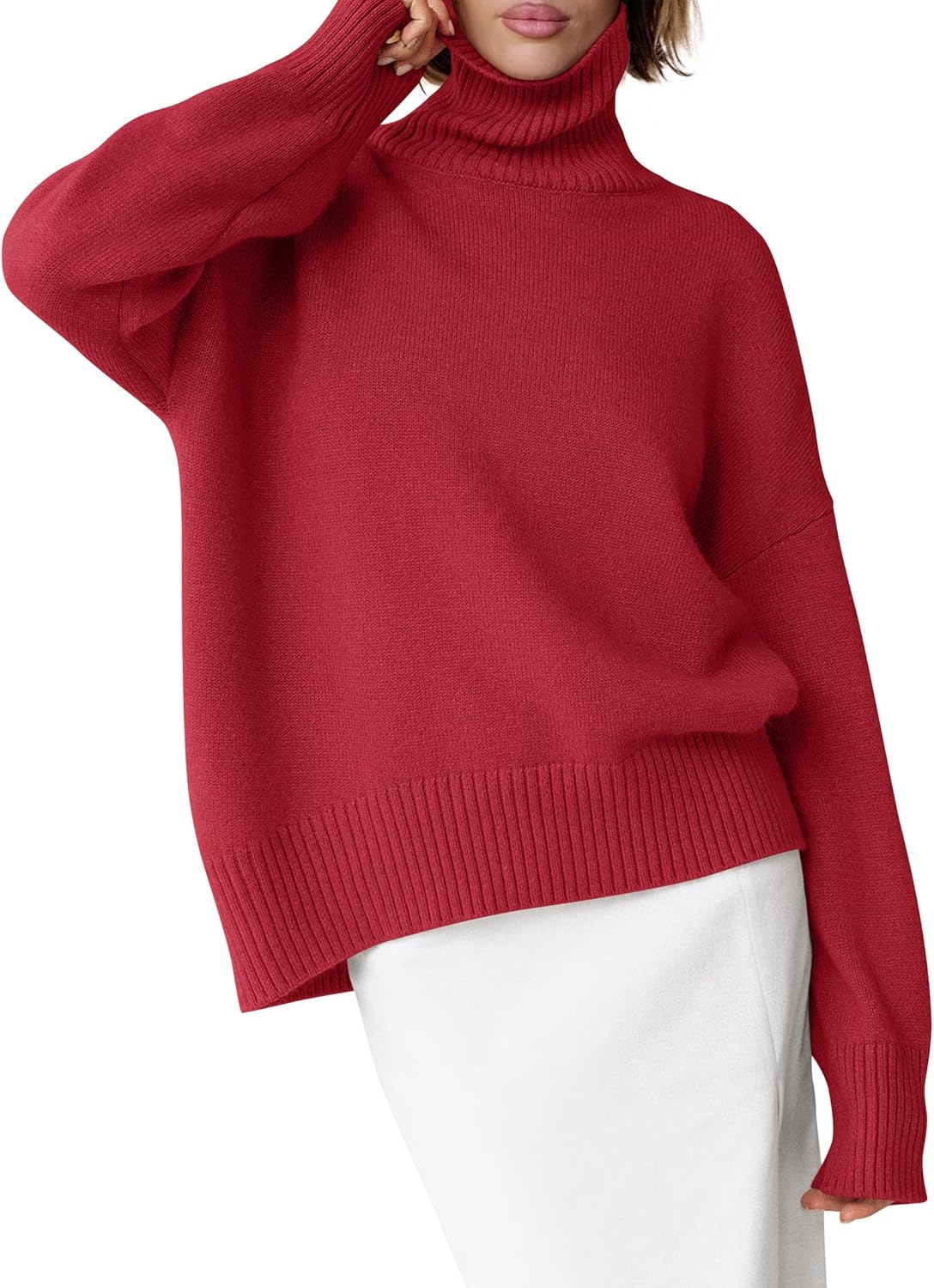 Oversized Chunky Knit Turtleneck Sweater for Women - Cozy Style