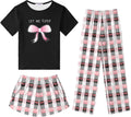Girls 3-Piece Pajama Set Short Sleeve Summer Cute Prints