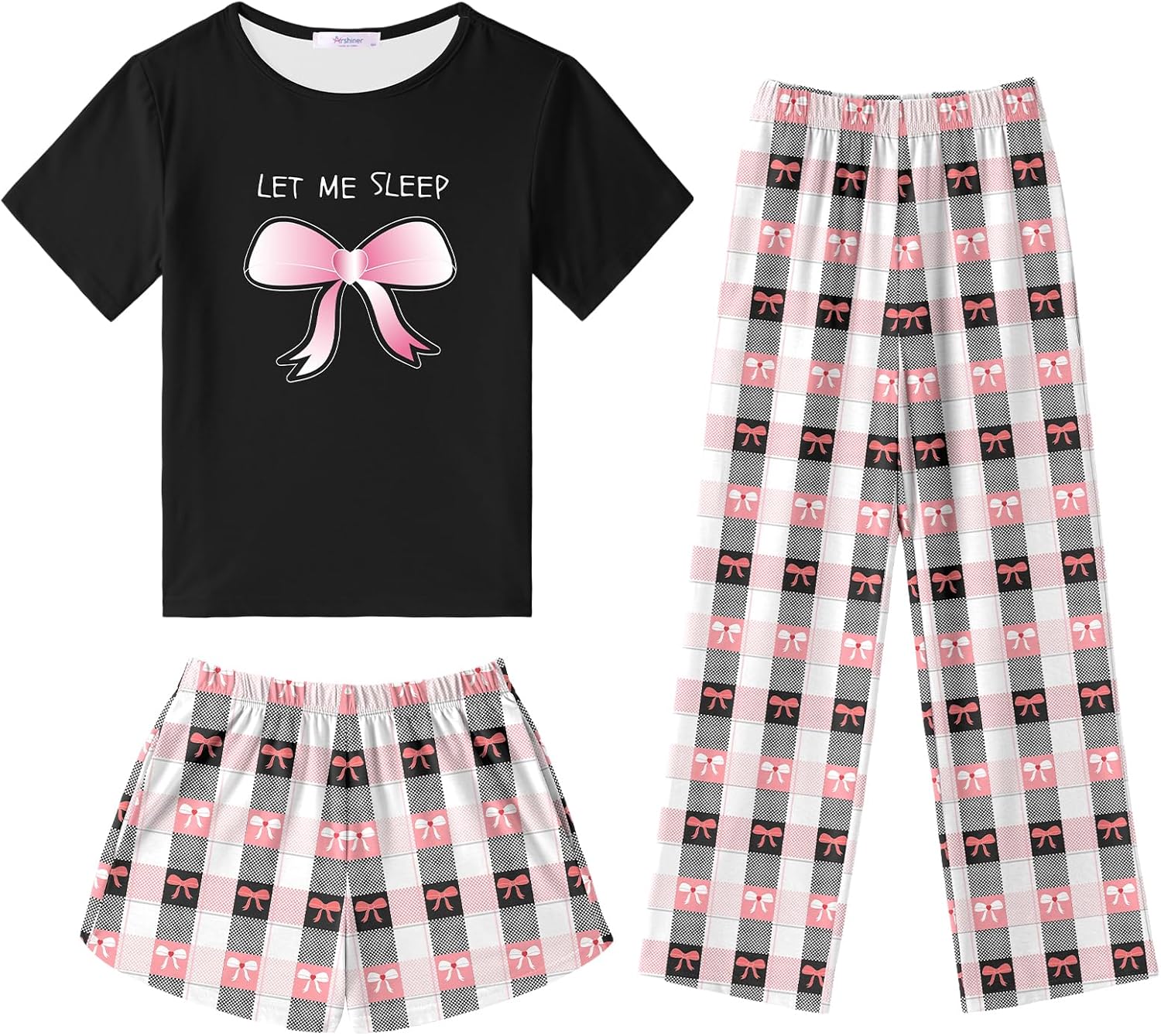 Arshiner Girls Pajama Set 3 Piece Soft Cute Sleepwear for Summer