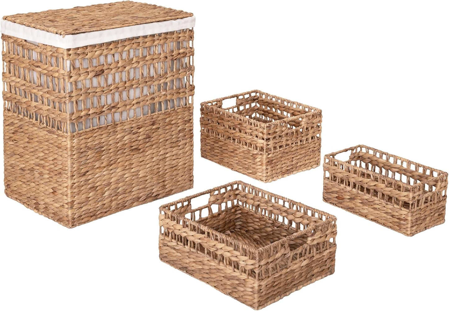 Seville Classics Handwoven Portable Laundry Bin Basket Set