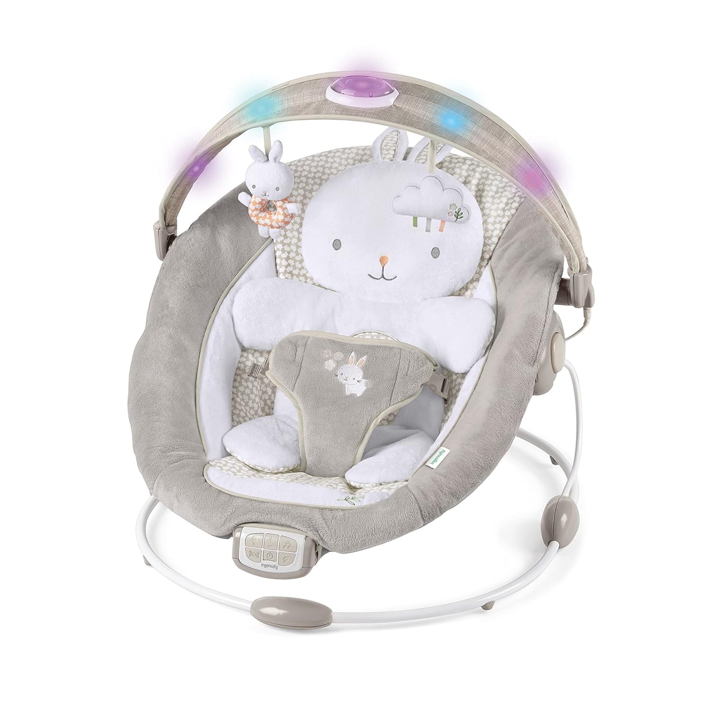 Ingenuity InLighten Baby Bouncer with Light Up Toy Bar & Sounds