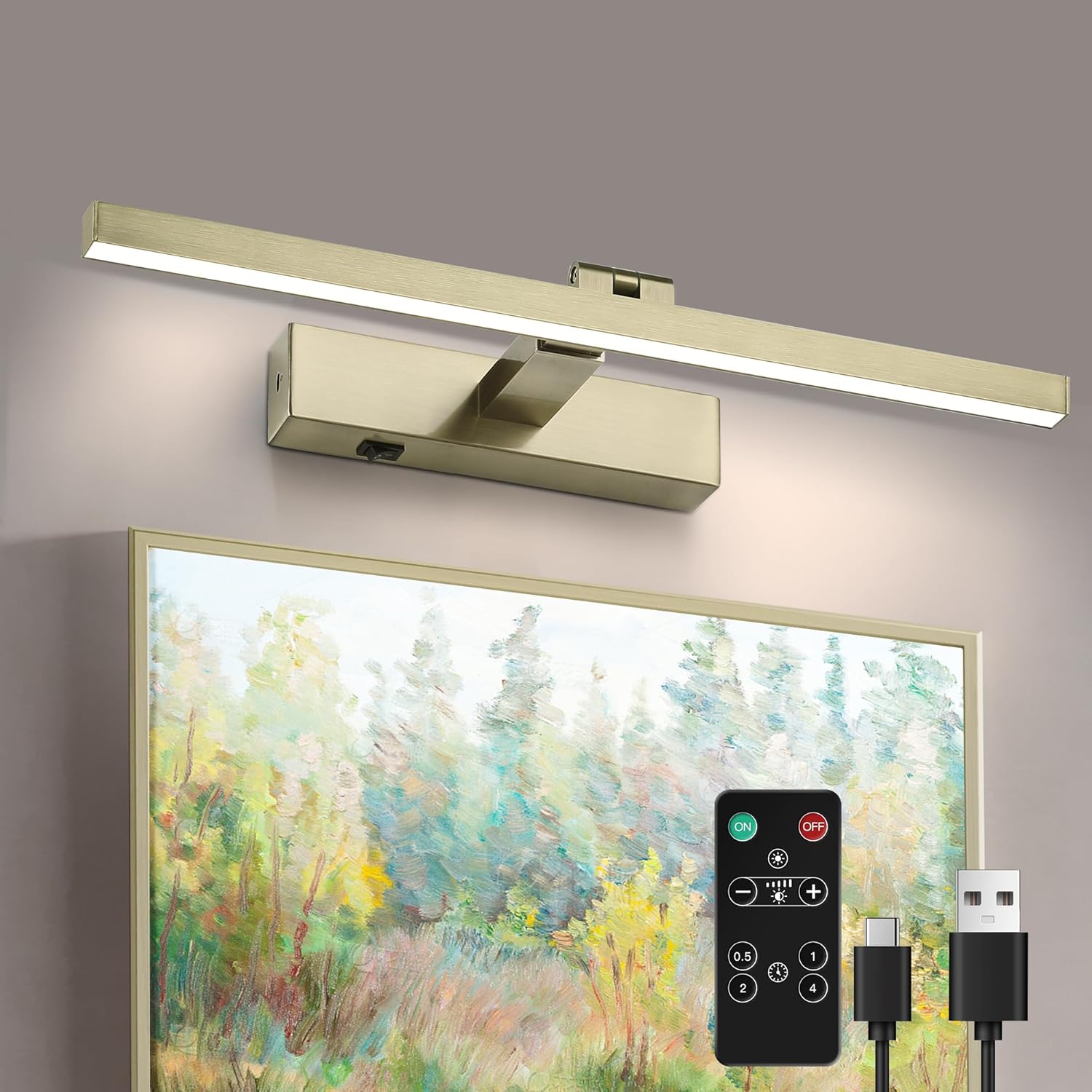 Antique Brass Portrait Art Light with Remote for Picture Lighting