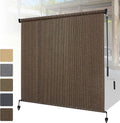 Outdoor Roller Shades 7 ft x 6 ft Mocha - Cordless Patio Privacy