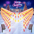 Solar Candy Cane Pathway Lights 24-Pack - Bright 144 LED Outdoor