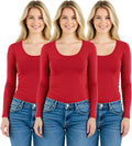 Women's Athletic Fit Long Sleeve Tee - Stretchy Cotton Blend