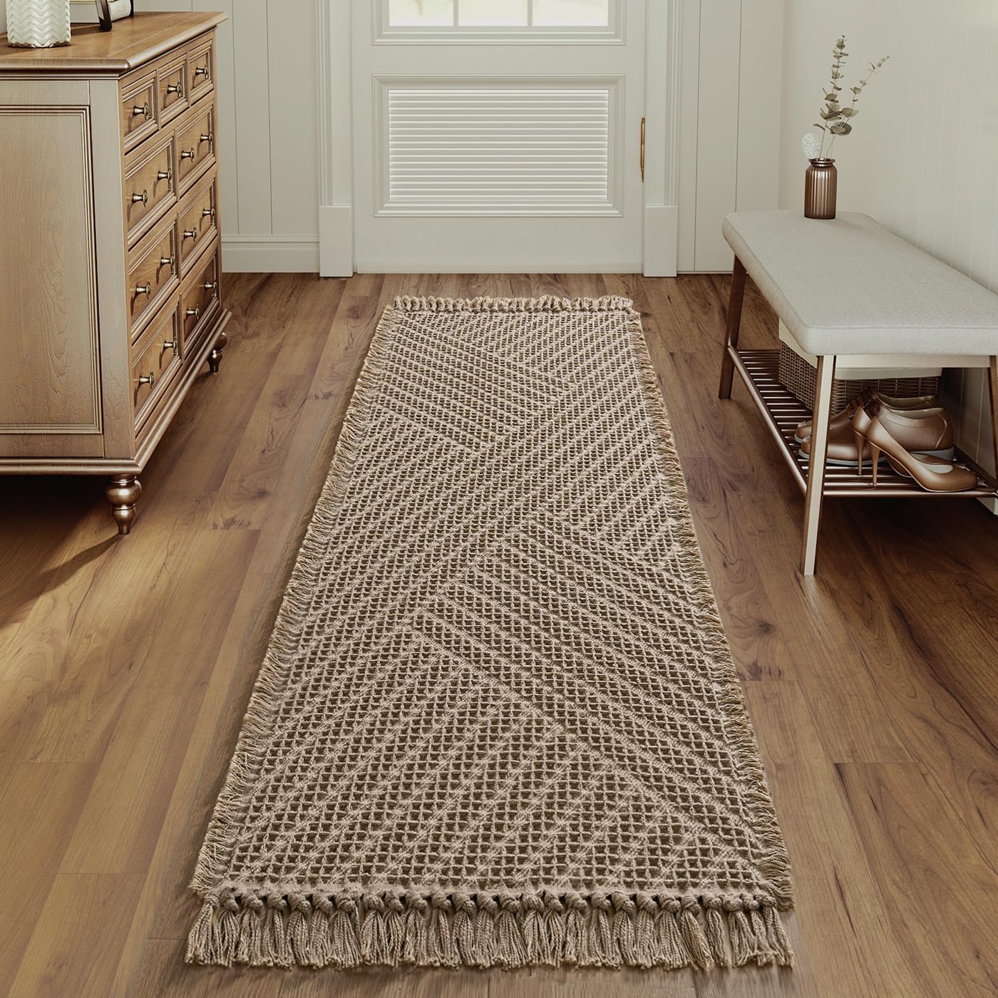 H.VERSAILTEX Waffle Bath Runner Rug Super Absorbent Non Slip